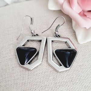 Cute black silver tone earrings